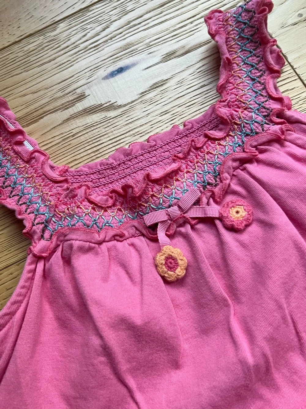 GYMBOREE Coral Pink Smocked Ruffle Tank Top with Matching Shorts